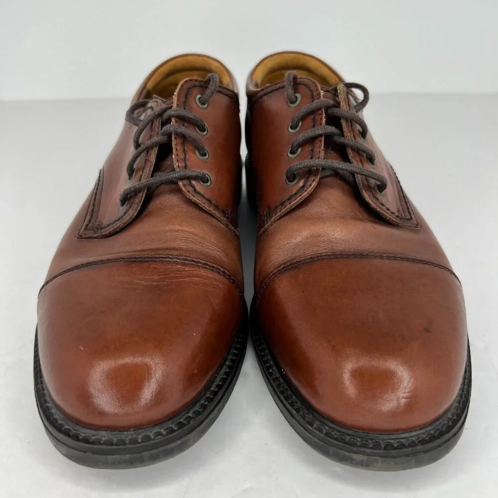Dockers Mens 090-2210 Brown Gordon Leather Cap Toe Oxford Size 8 W Dress Shoes